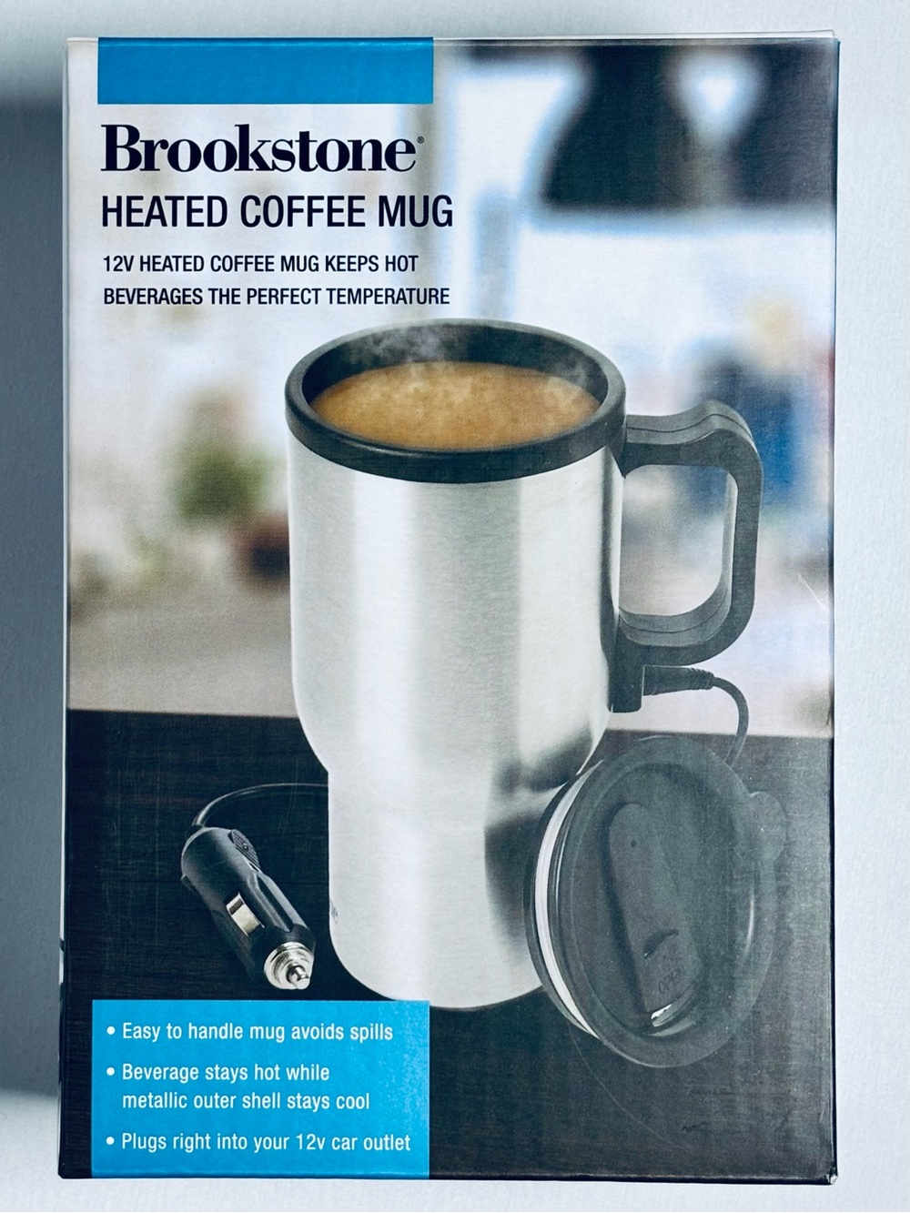 Brookstone 12V Car Outlet Portable Heated 13oz Coffee Mug - NEW in Box